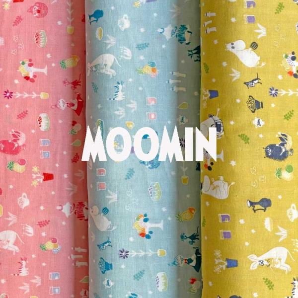 ムーミンMOOMIN × 河東梨香(tona) 『 ピクニック 』 ダブルガーゼ生地 ピンク・ミント...