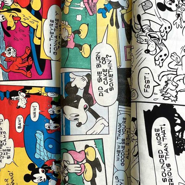アメコミ ミッキー生地 レトロコミックプリント シーチング生地 カラフル・ビンテージ・モノクロ(キャ...