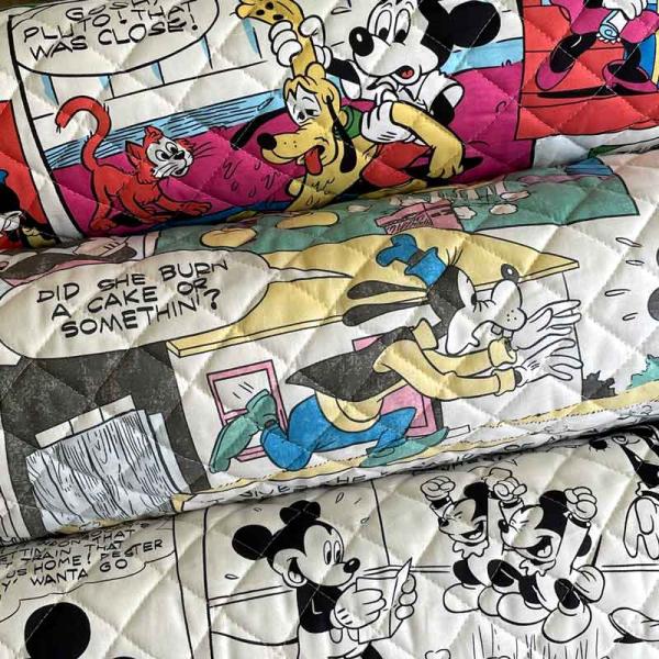 アメコミ ミッキー生地 レトロコミックプリント シーチングキルティング カラフル・ビンテージ・モノク...
