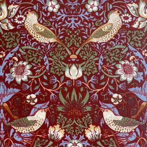moda fabrics William Morris ウィリアムモリス オックスラミネート生地＜Strawberry Thief＞(ストロベリースィーフ)＜DAMASK RED(ダマスクレッド)＞｜merci-fabric