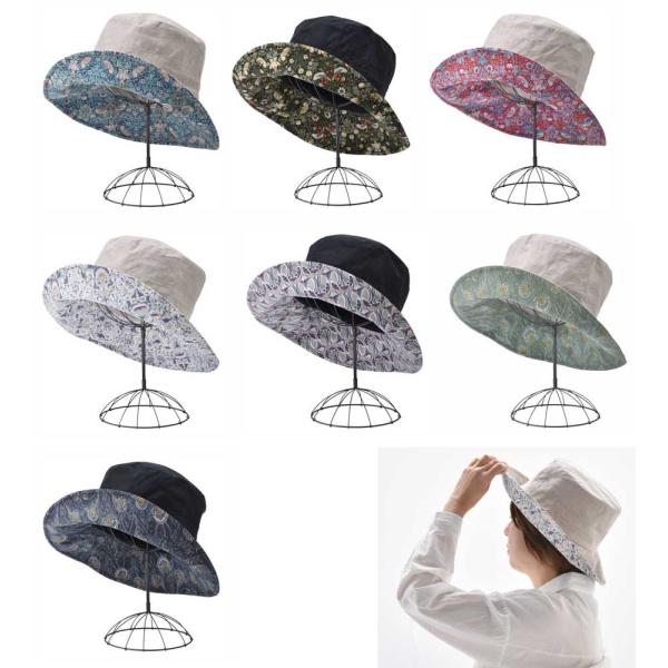 LIBERTYリバティプリントを使ったリネンハット帽子(ストロベリーシーフ・ロデン・マウベリーナ・ク...