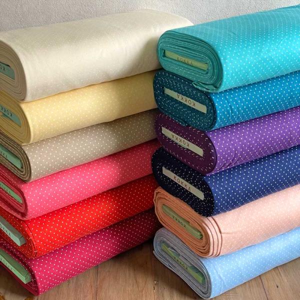 40スムースニット生地 ドット 水玉プリント 綿100％ 80cm巾 日本製 MADE IN JAP...