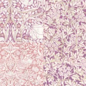 V&A William Morris ウィリアムモリス ブロード生地＜Morris Collage＞(モリスコラージュ)【パープルピンク】VA10033S-A