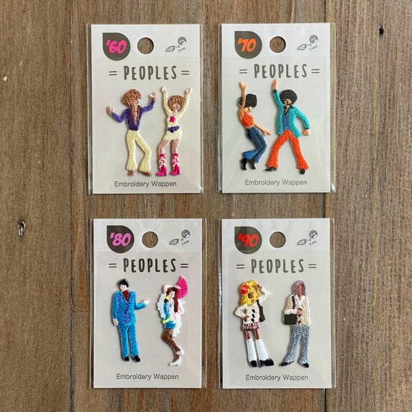 年代別パーティーピーポー シール・アイロン接着両用ワッペン 刺繍ワッペン[60年代/70年代/80年...