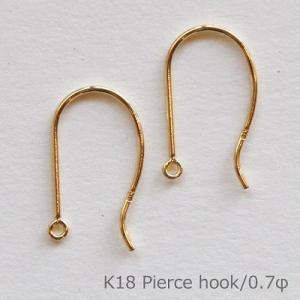 ピアス フック パーツ K18 WG Pt900 0.7φ 1ペア 金具 18K 18金