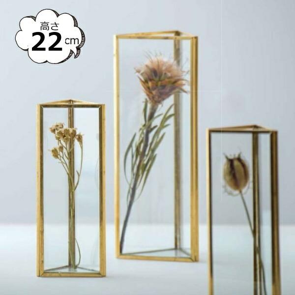 花瓶 フラワーベース フレームフラワーベース ソリッド ガラス ブラス 三角型 ゴールド ソリッド ...