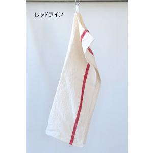 fog linen work フォグリネンワーク リネンライン入りキッチンクロス 厚地   ホワイト+レッドライン ネイビーライン LKC138-WNA-WRE｜merci-p