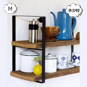 アイアンスクエアウォールシェルフ M シェルフブラケット 2段 Mサイズ ブラケット 棚受け アイアン　ブラック HS2867 ウォールシェルフ 金具 アンティーク風