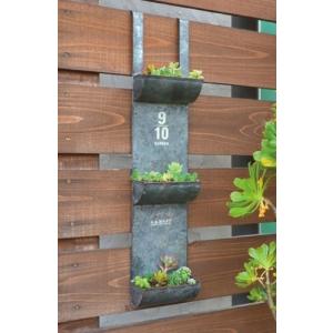 アンティーク風 ティントリプルポケット 壁掛けプランター