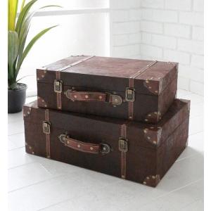 トランク 2個セット 収納ボックス 収納箱 おしゃれ 木製 置き物