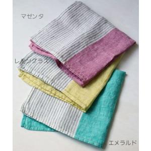 リーノエリーナ Lino e Lina ハンカチーフ カスカータ レモングラス エメラルド マゼンタ...