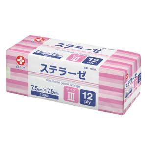 ステラーゼ 未滅菌 処置用ガーゼ 19027 7.5ｘ7.5cm 12ply 1箱100枚 白十字【...