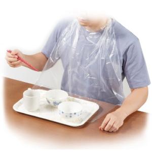 使い捨て 食事用エプロン ポケット付 透明 6...の詳細画像1