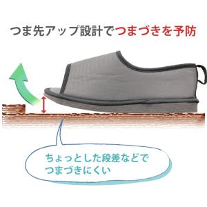 転倒予防シューズ つま先なし グレー M 09...の詳細画像2