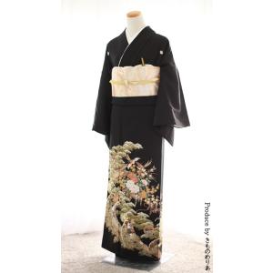 【留袖レンタルセット】留袖レンタル　TO-404　松並木に花車　黒留袖レンタル　
