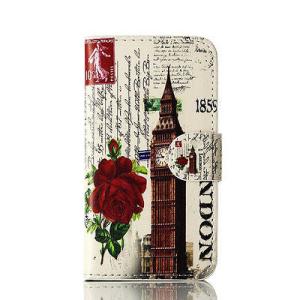 iPhone6 手帳ケース ロンドン 時計台と花 イギリス 北欧 おしゃれ 財布型 アイフォンケース