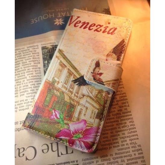 iPhone6 手帳ケース ベネチアの風景 花 鳥 お洒落な 南欧 ヴェニス イタリア 財布型 アイ...