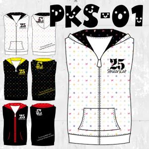 PKS-01 袖なしパーカー　ジャージ　猫　羽織り　ストネコ