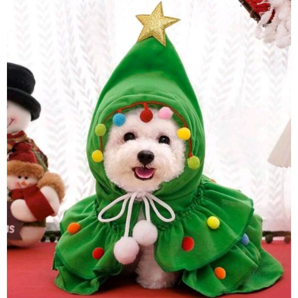 クリスマスケープ　ツリー　コート　サンタクロース　サンタ　トナカイ　クリスマス 犬服 ドッグウェア　...