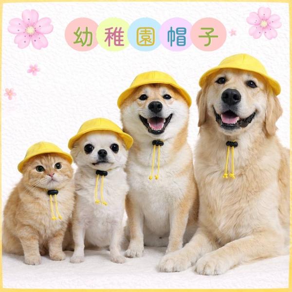 幼稚園キャップ 犬用帽子 犬の帽子 ゴム付き 脱げにくい 可愛い 写真撮影 小型犬 黄色い帽子 園児...