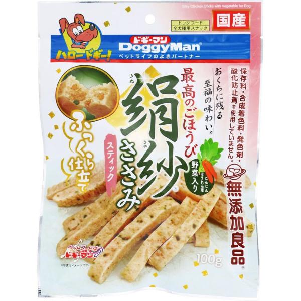 犬 おやつ 無添加 国産 絹紗 やわらか鶏ささみ 野菜入り スティック 100ｇ ジャーキー 鶏肉 ...