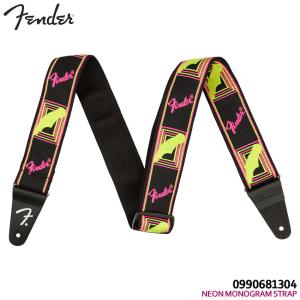 Fender ストラップ NEON MONOGRAMMED STRAP YLW/PINK｜merry-net