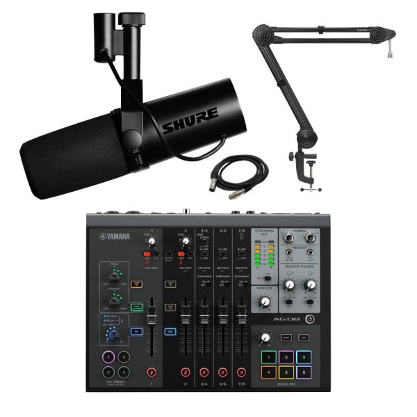 YAMAHA AG08 ブラック ゲーム実況セット SHURE SM7B ダイナミックマイク