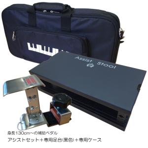 ピアノ補助ペダル アシストペダル 4点セット 黒色 HS-V(ペダル)＋ASS-V BK(足台)＋AS-CB(バッグ)　身長130cm以上対象