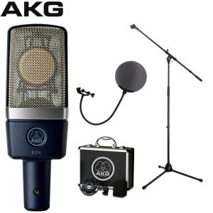 AKG コンデンサーマイク C214 + ブームマイクスタンド・ポップガードセット｜merry-net