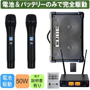 電池駆動セット　明瞭なサウンドのRoland CUBE STREET EX + ワイヤレスマイク2本｜merry-net