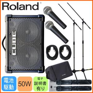 Roland 出力50W キューブストリート EX(ダイナミックマイク2本＋撥水生地のケース付き)｜merry-net
