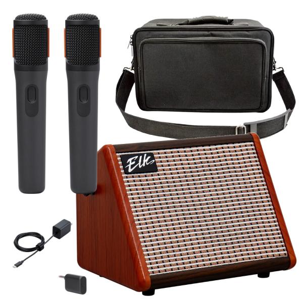 Elk ELK-15A バッテリー駆動 ポータブルPAシステム ワイヤレスマイク2本付き Bluet...