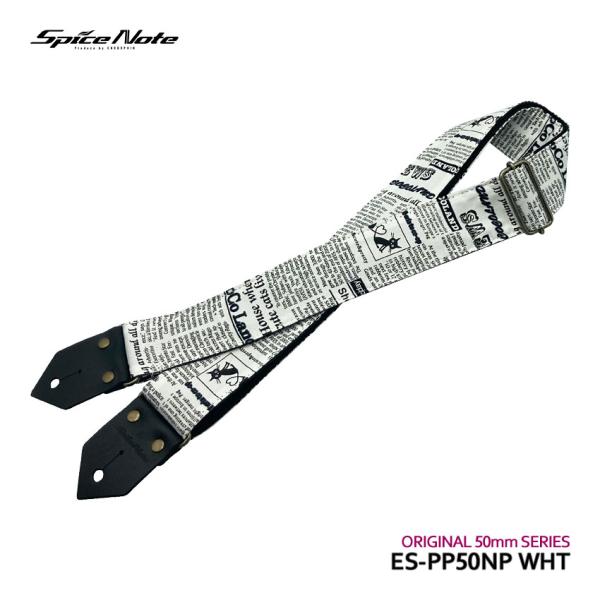 SpiceNote ギターストラップ ES-PP50NP WHT 英字新聞/猫柄 ホワイト スパイス...