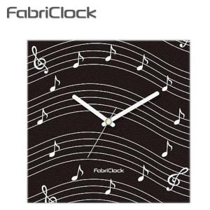 ファブリックロック（ファブリック時計） FabriClock 音楽 音符 楽譜柄  ブラック （掛け時計）｜merry-net