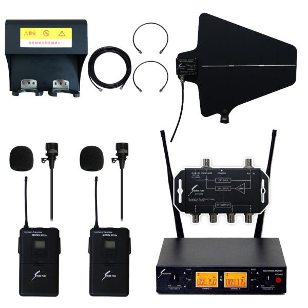 SOUNDPURE ワイヤレスピンマイク2個セット 指向性アンテナ付き アンテナケーブル5m 野外 ...