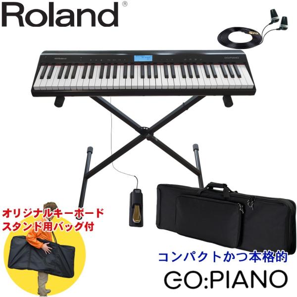 ケース付　Roland GO PIANO (キーボードスタンド/イヤフォンセット)ローランド ゴー ...