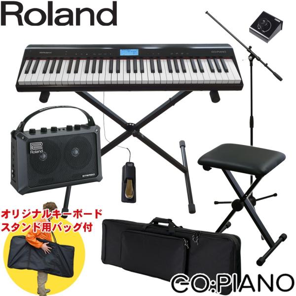 ケース付　Roland ローランド 電子キーボード GO PIANO (キーボードアンプ/X型スタン...