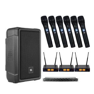JBL 簡易PAセット ワイヤレスマイク６本付き 1300W パワードスピーカー IRX108BT-Y3 セット　Bluetooth｜楽器のことならメリーネット