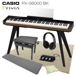 CASIO 電子ピアノ Privia PX-S6000BK 基本セット、純正スタンド、3本ペダル、新高低椅子、防音マット大付き 88鍵盤 デジタルピアノ カシオ プリヴィア 爆買｜merry-net