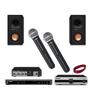 DAM カラオケスピーカーセット 黒色ワイヤレスマイク2本付き