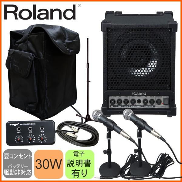 ローランド　Roland　30Wアンプ内蔵スピーカー(有線マイク２本・ソフトケース付きセット)