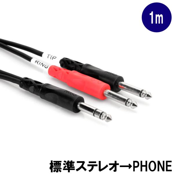 HOSA 1m ケーブル 標準ステレオ→標準フォン×2 STP-201 Yケーブル