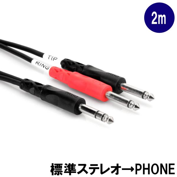 HOSA 2m ケーブル 標準ステレオ→標準フォン×2 STP-202 Yケーブル