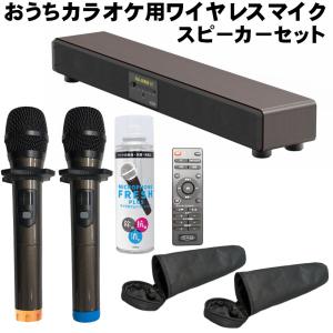 DAM カラオケスピーカーセット ピンク色ワイヤレスマイク2本付き