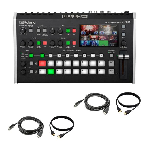 Roland HDMI 8入力3出力 ビデオスイッチャー V-8HD HDMIケーブル４本付きセット