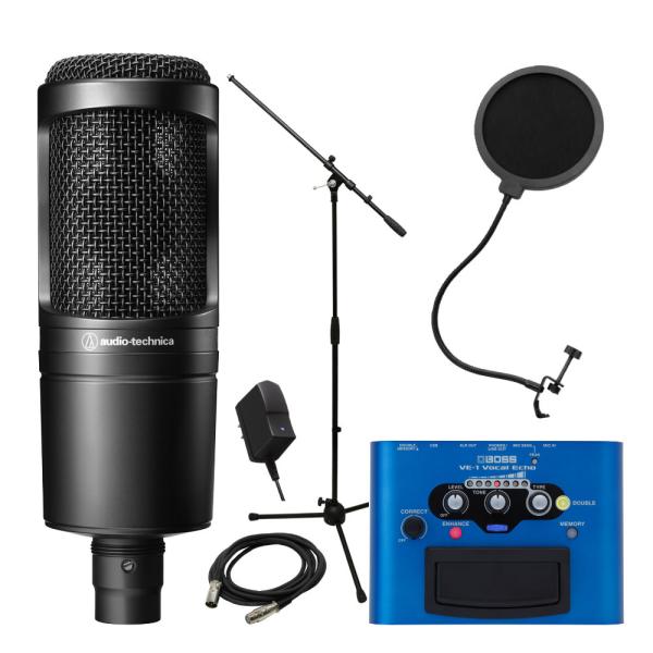 BOSS ボス VE-1 / audio-technica AT2020 エコーエフェクター付き マ...