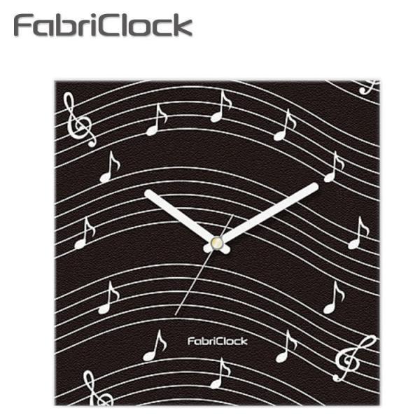 ファブリックロック（ファブリック時計） FabriClock 音楽 音符 楽譜柄  ブラック （掛け...