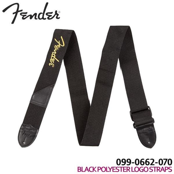 Fender ギターストラップ 2'' BLACK POLYESTER LOGO STRAP wit...