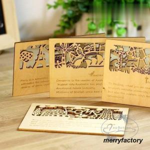 ポストカード 2個セット 雑貨 プレゼント おしゃれ シンプル はがき 木製 メッセージカード お祝い ギフト｜merryfactory