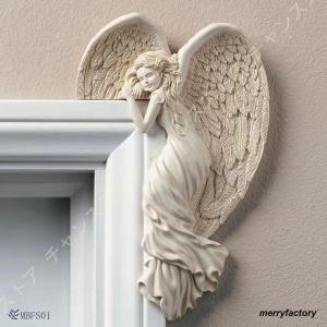 ドアフレームの天使装飾 天使 置物 アンティーク クリエイティブ 部屋装飾品 インテリア雑貨 綺麗な置物 平和 天使オブジェ エイジドスタイル｜merryfactory